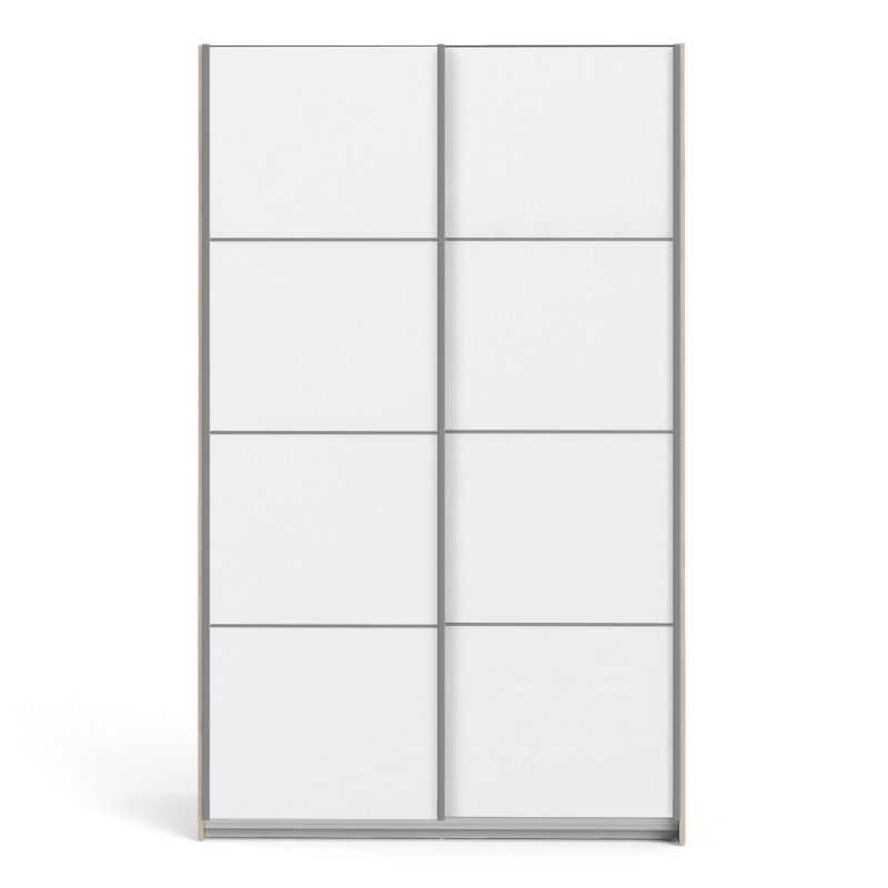 Verona Sliding Wardrobe 120cm in Oak with Oak Doors with 2 Shelves