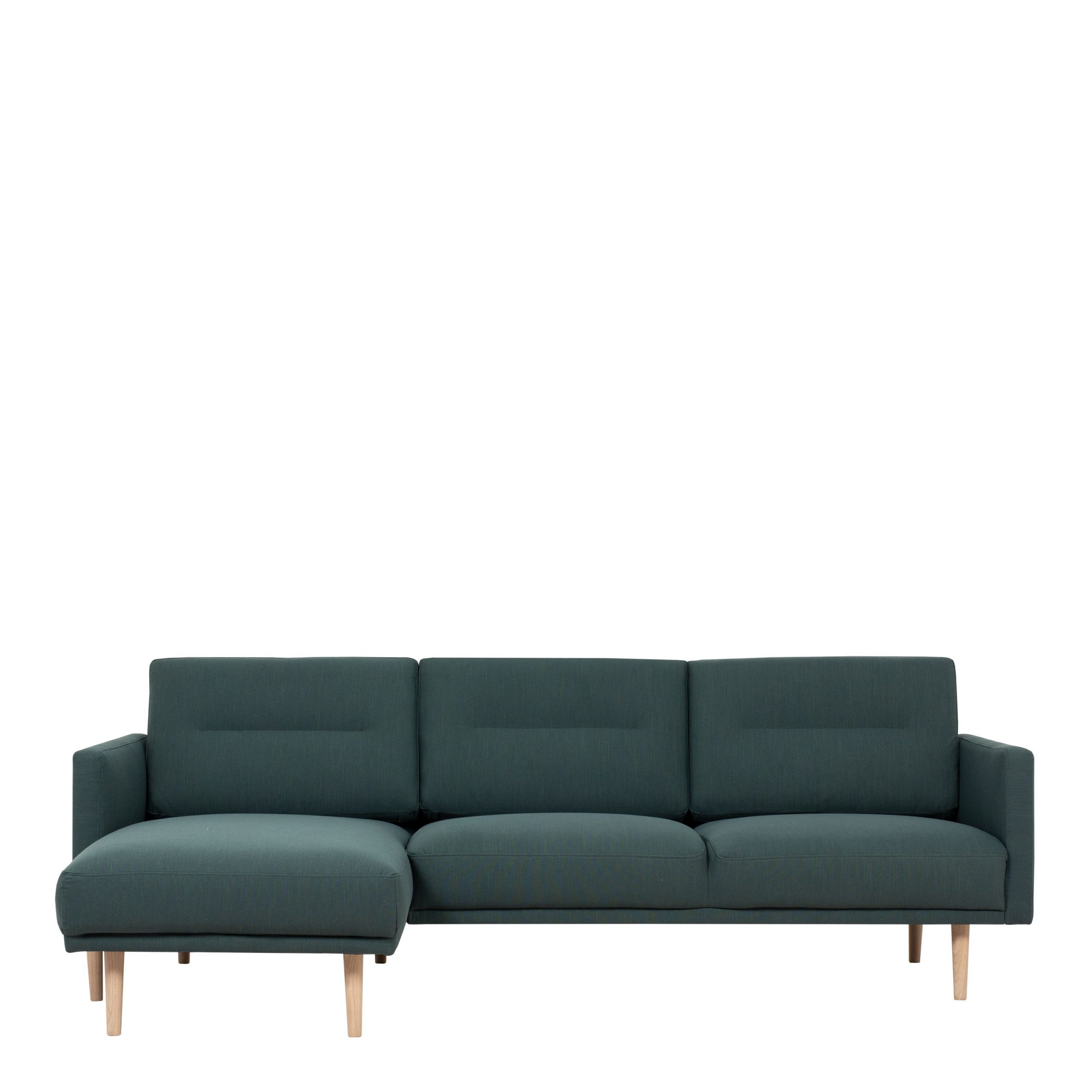 Larvik Chaiselongue Sofa  (LH) – Dark Green, Oak Legs