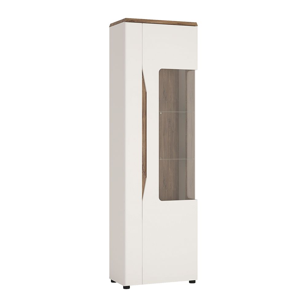 Toledo 1 Door Display Cabinet (RH) In White And Oak
