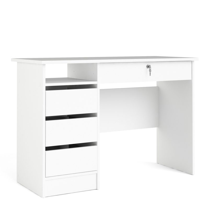 Function Plus 4 Drawer Desk Handleless Drawer in White - Image 7