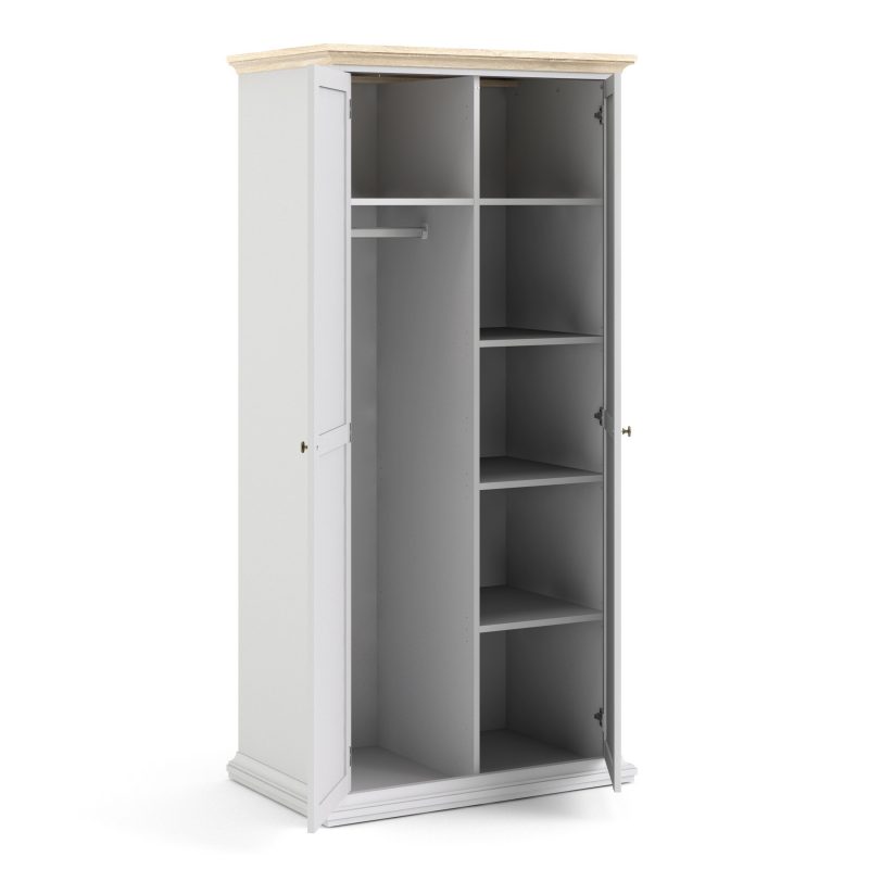 Paris Wardrobe With 2 Doors In White And Oak - Image 8