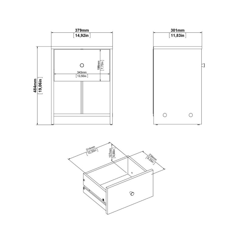 May Bedside 1 Drawer in Jackson Hickory Oak - Image 7