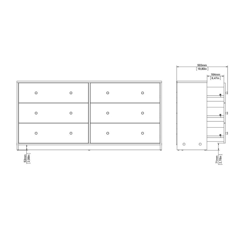 May Chest of 6 Drawers (3+3) in White - Image 4