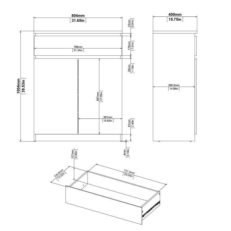 Naia Sideboard 1 Drawer 2 Doors in Jackson Hickory Oak - Image 7