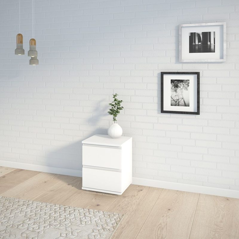 Nova Bedside 2 Drawer in White - Image 2