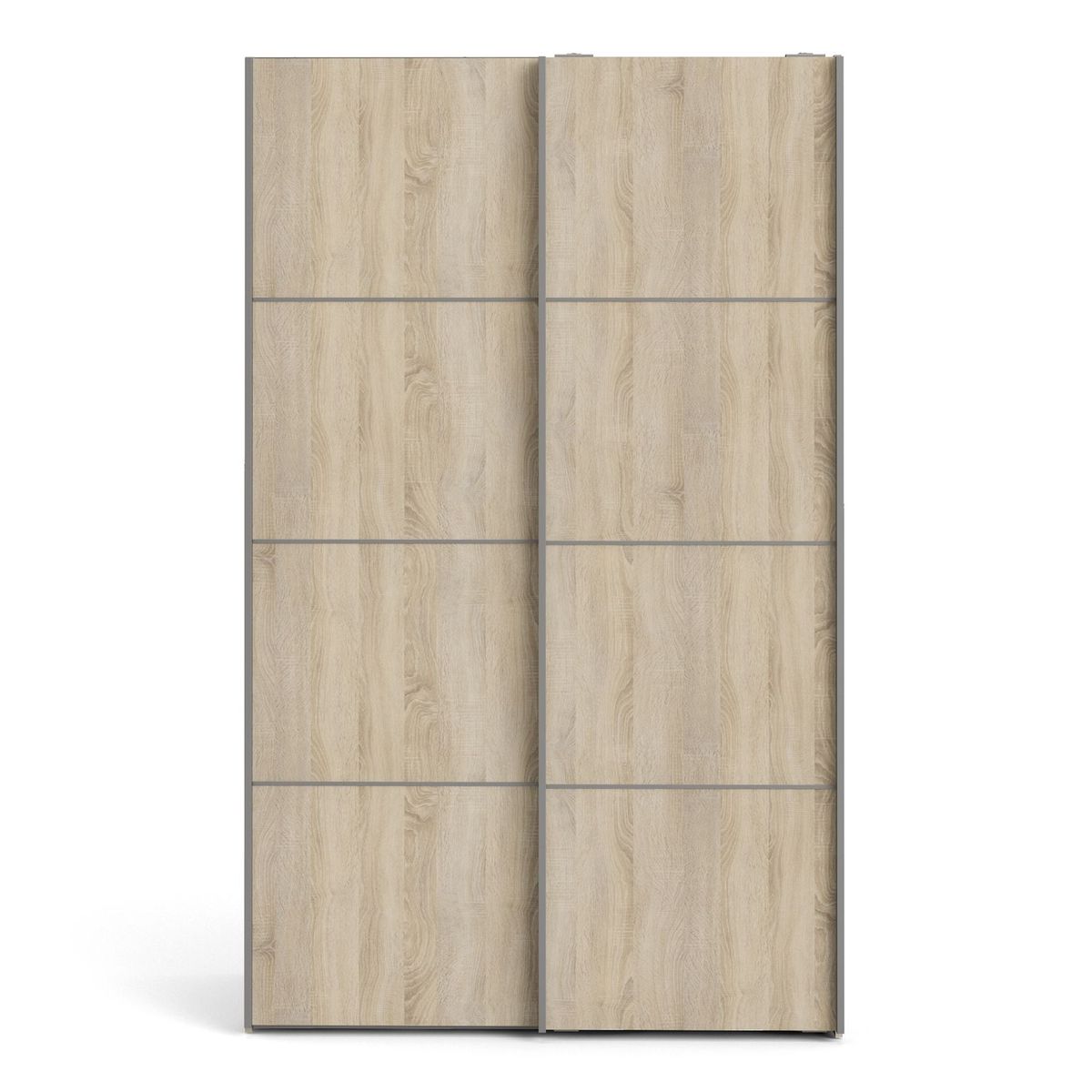 Verona Sliding Wardrobe 120cm In Oak With White Doors With 2 Shelves