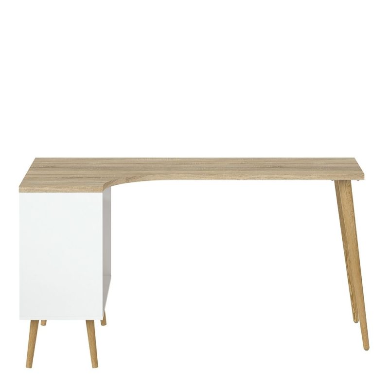 Oslo Desk 2 Drawer in White and Oak - Image 6