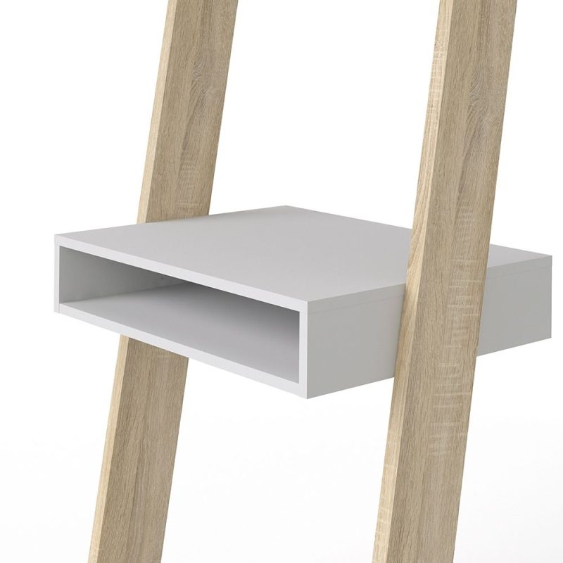 Oslo Leaning Desk in White and Oak - Image 3