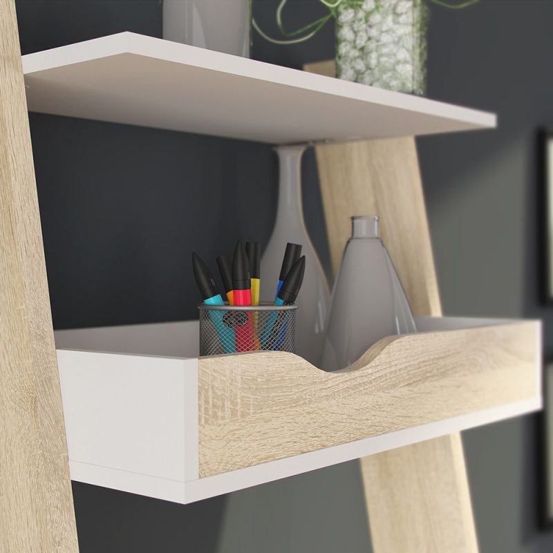 Oslo Leaning Desk in White and Oak - Image 5