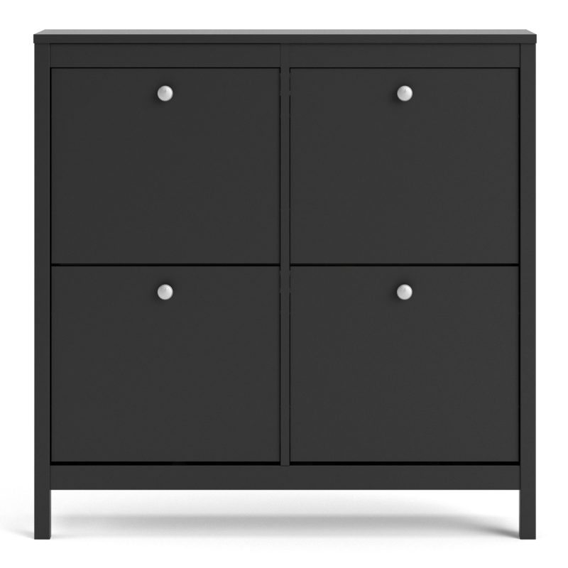 Madrid Shoe Cabinet 4 Flip Down Doors in Matt Black - Image 8