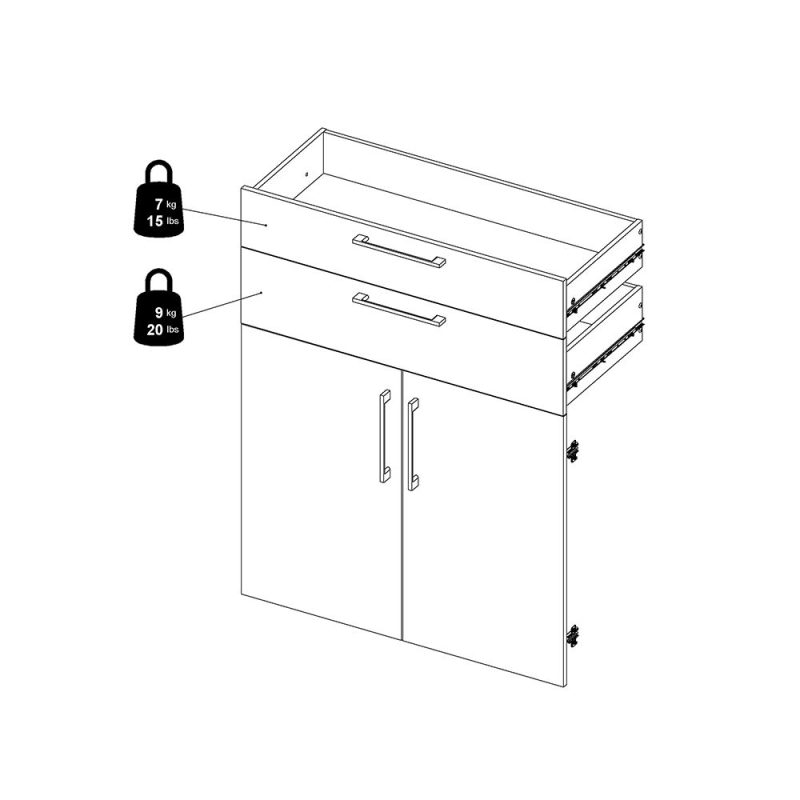 Prima Bookcase 2 Shelves with 2 Drawers 2 Doors In Oak - Image 10