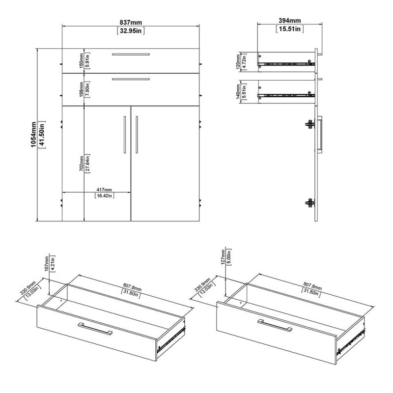 Prima Bookcase 2 Shelves with 2 Drawers 2 Doors In Oak - Image 5