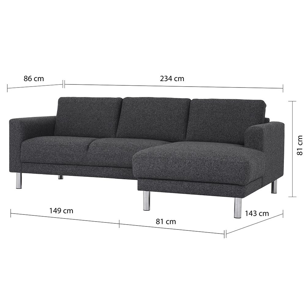 Cleveland Chaiselongue Sofa (RH) In Nova Anthracite