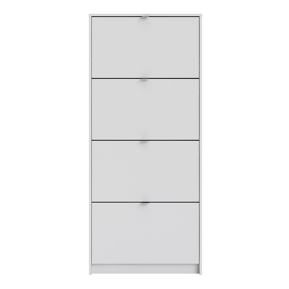 Shoes Shoe Cabinet  W. 4 Tilting Doors And 1 Layer White