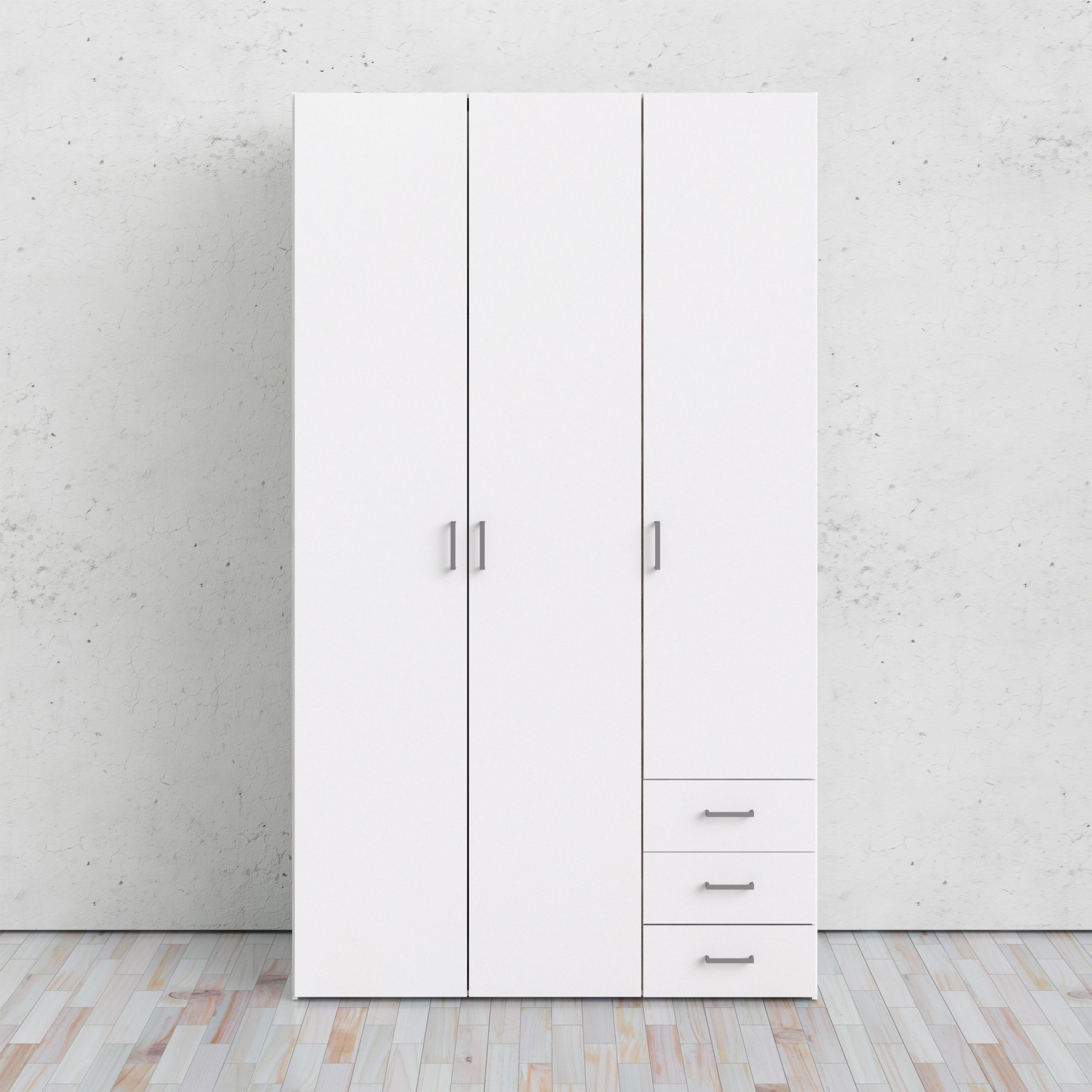 Space Wardrobe – 4 Doors 3 Drawers In White 2000