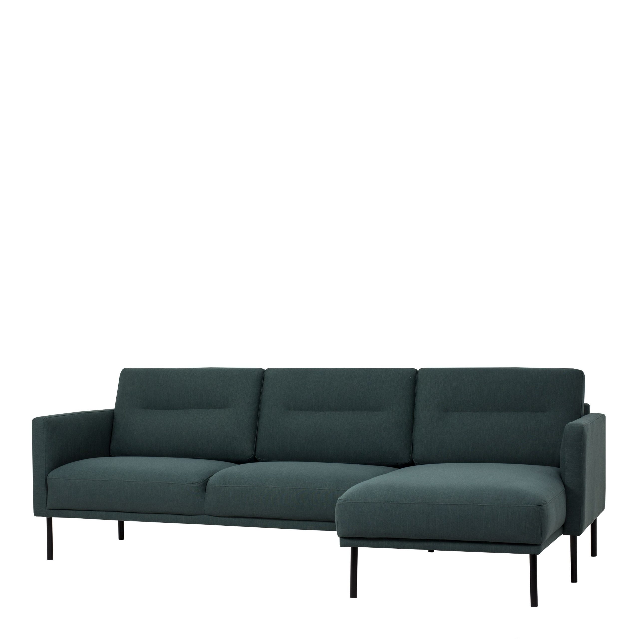 Larvik Chaiselongue Sofa (RH) – Dark Green, Black Legs