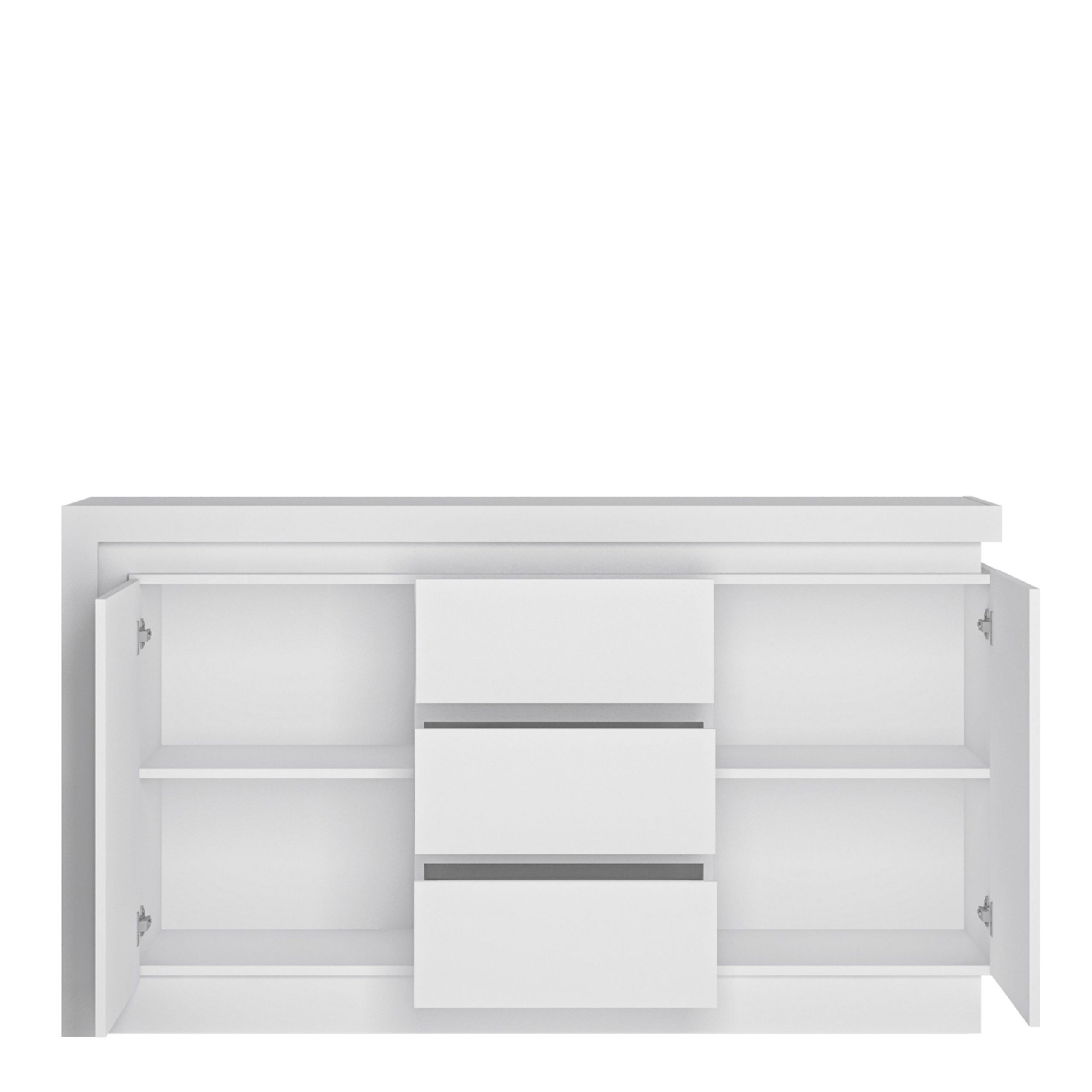 Lyon 2 Door 3 Drawer Sideboard (including LED Lighting) In White And High Gloss