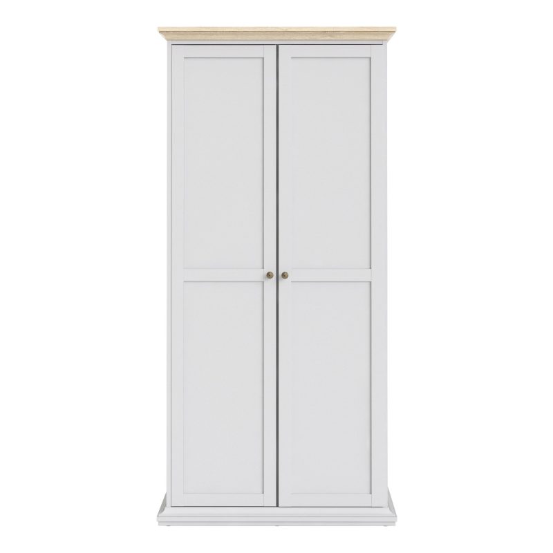 Paris Wardrobe With 2 Doors In White And Oak - Image 7