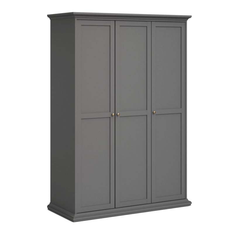 Paris Wardrobe with 3 Doors in Matt Grey - Image 4