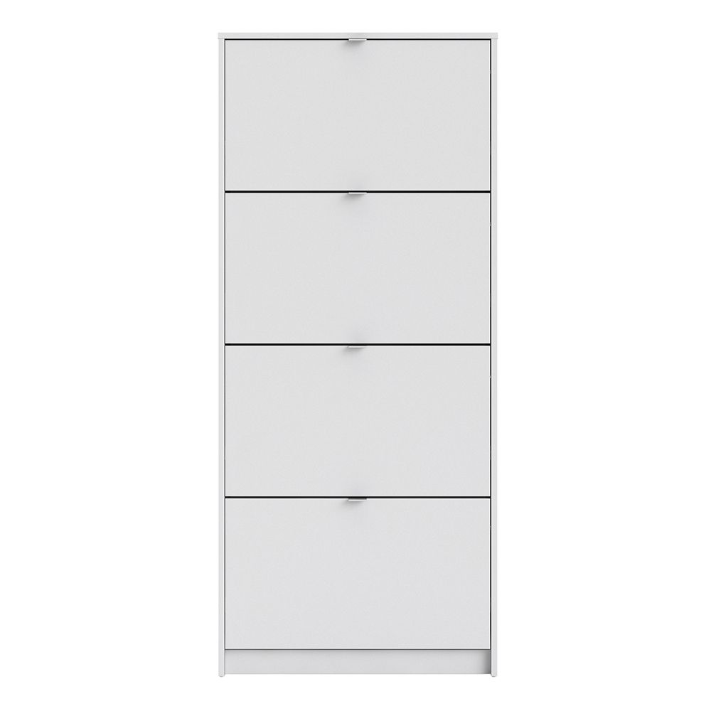 Shoes Shoe Cabinet  W. 4 Tilting Doors And 2 Layers White