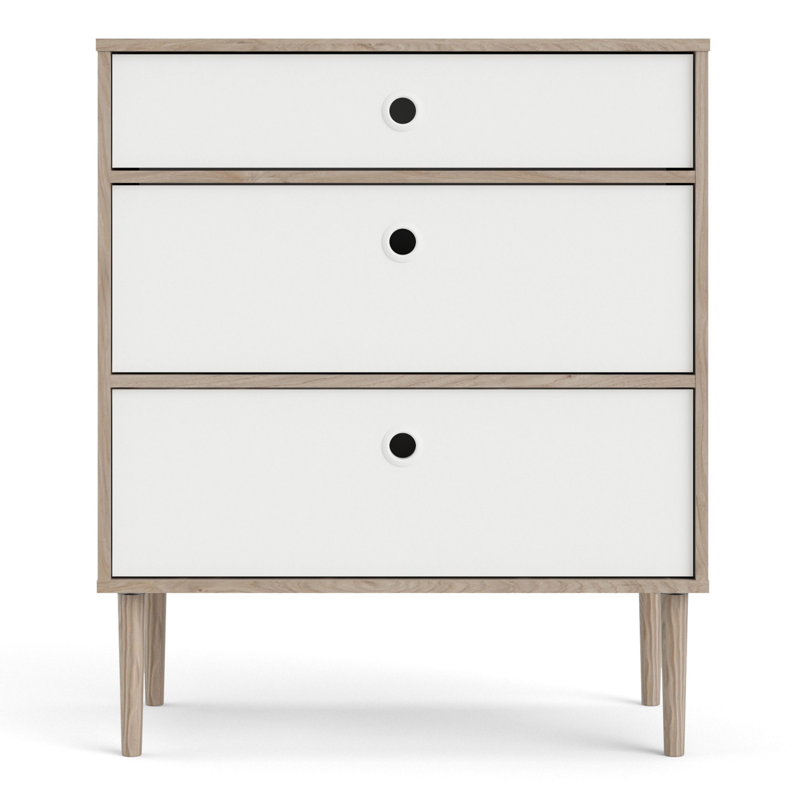 Rome Chest 3 Drawers In Jackson Hickory Oak With Matt White