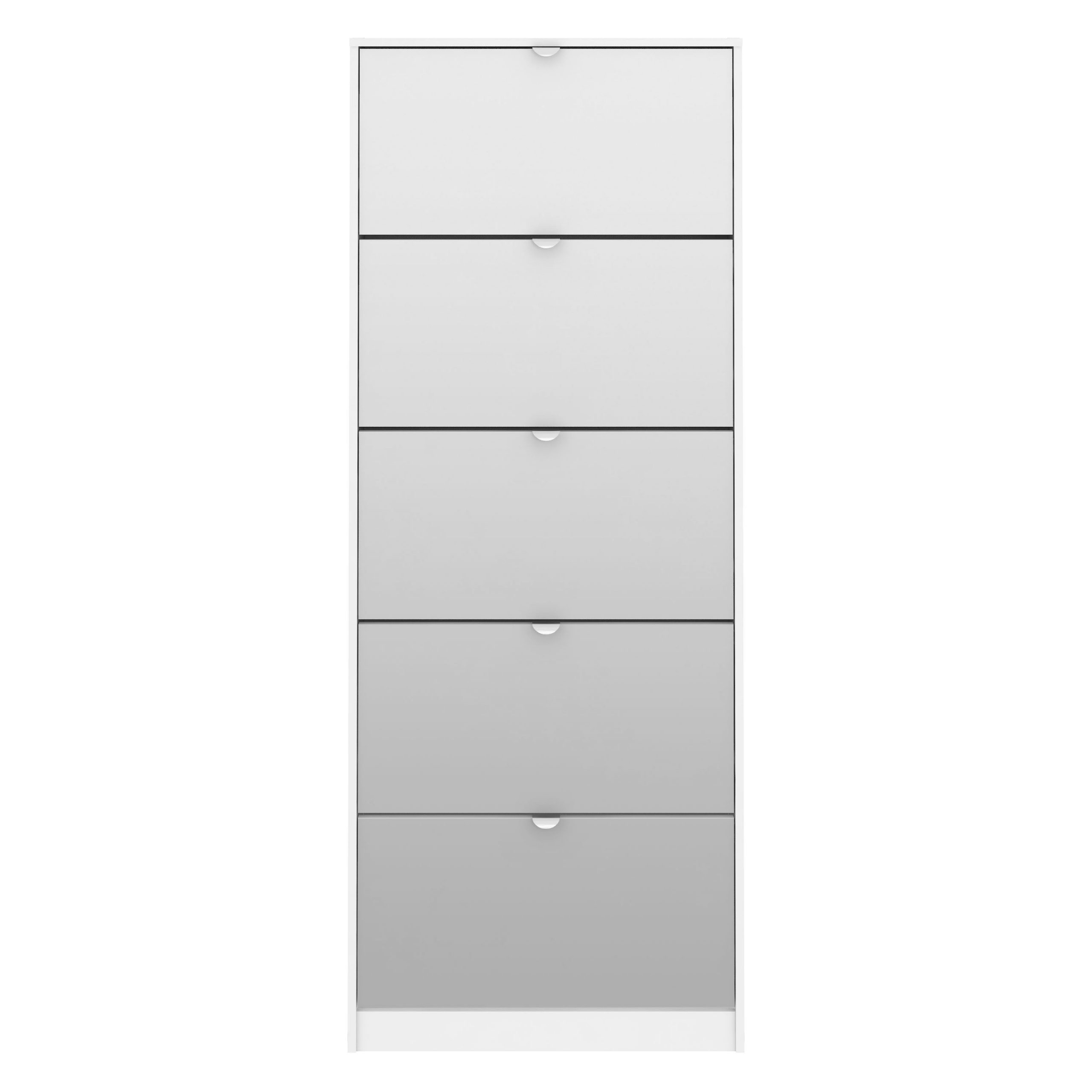 Shoes Shoe Cabinet 5 Mirror Tilting Doors In White
