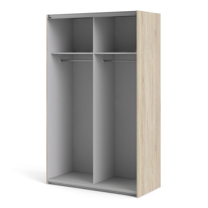 Verona Sliding Wardrobe 120cm in Oak with Oak Doors with 2 Shelves - Image 3