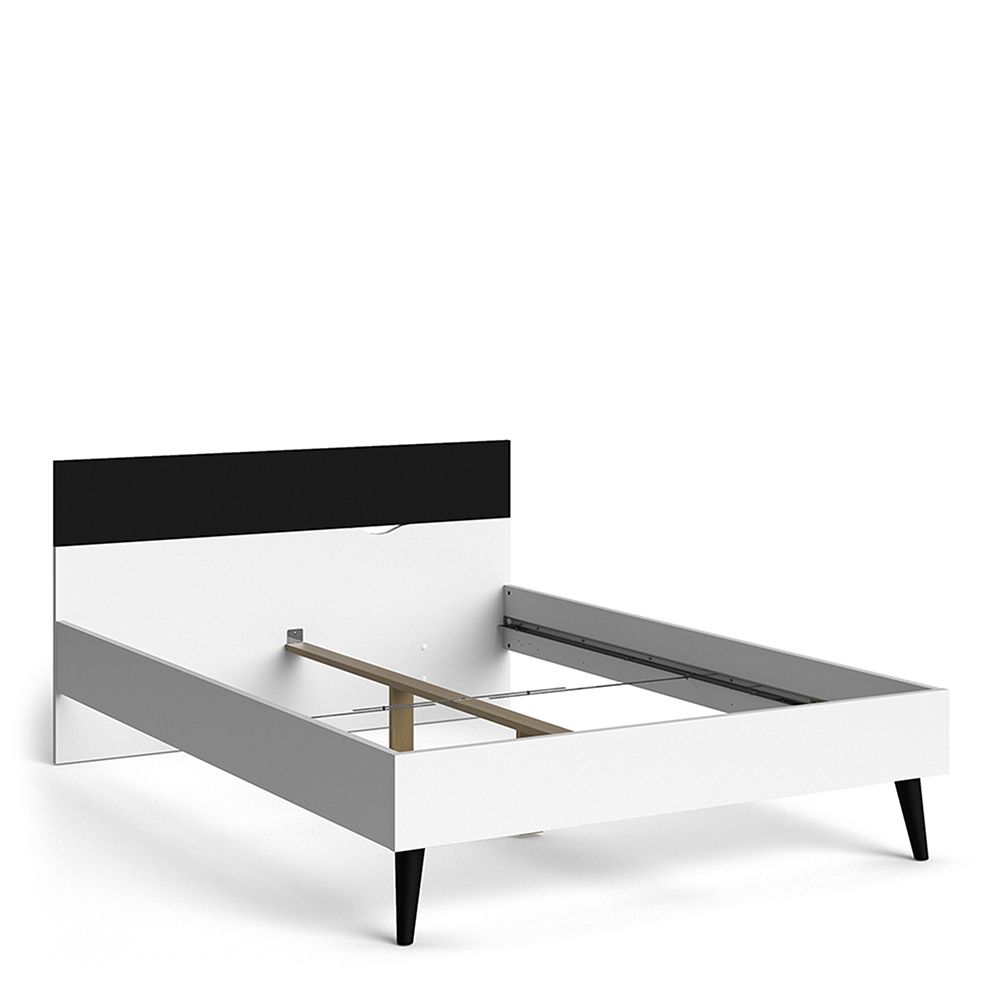 Oslo Euro Double Bed 140 X 200 In White And Black Matt Belvic Furniture