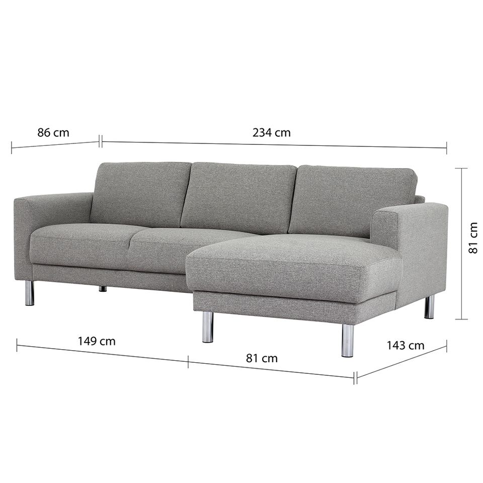 Cleveland Chaiselongue Sofa (RH) In Nova Light Grey