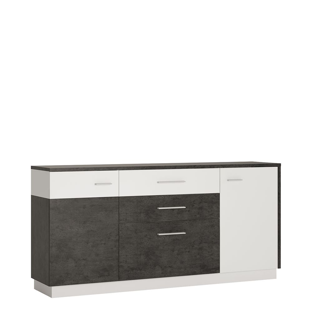 Zingaro 2 Door 2 Drawer 1 Compartment Sideboard In Grey And White