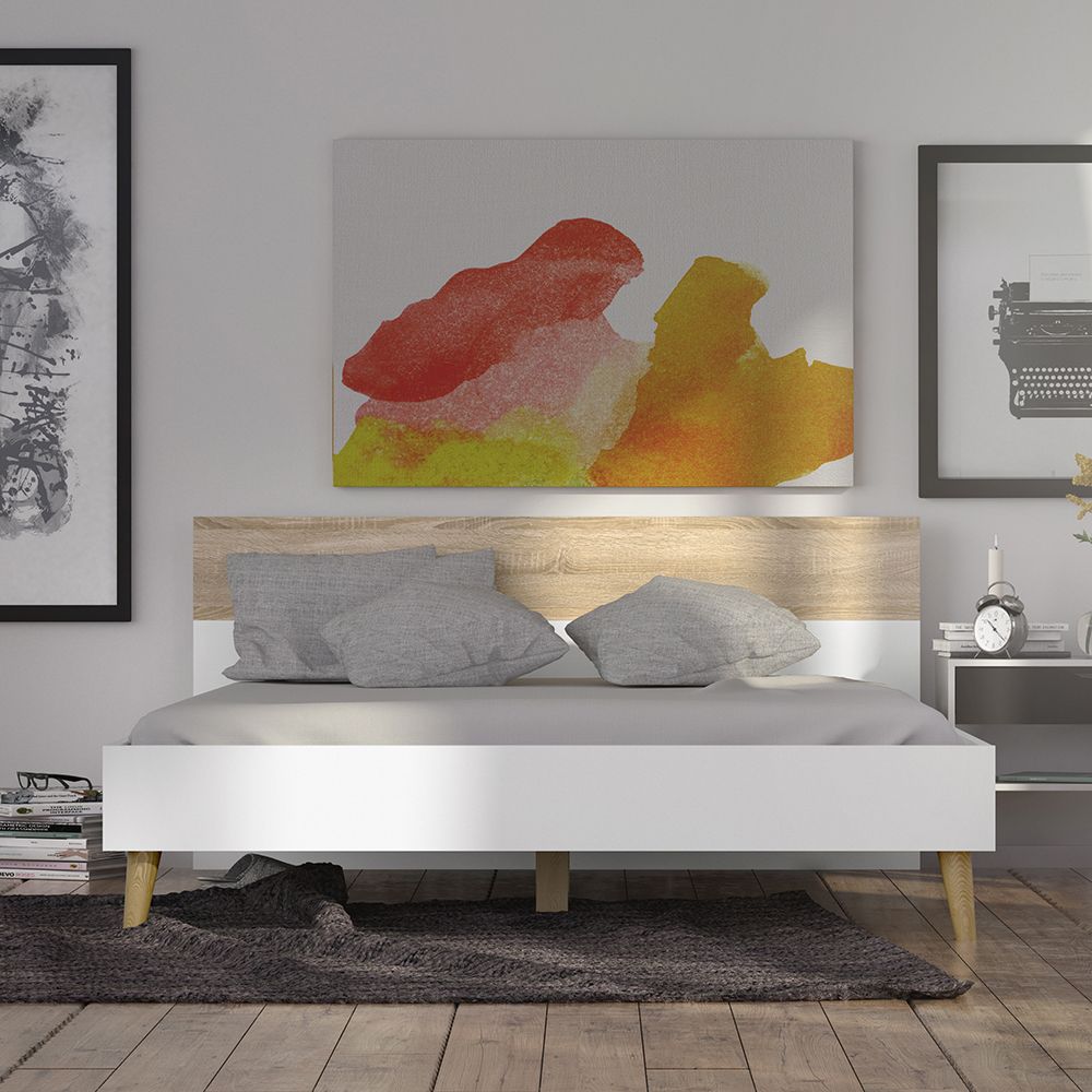 Oslo Euro King Bed (160 X 200) In White And Oak
