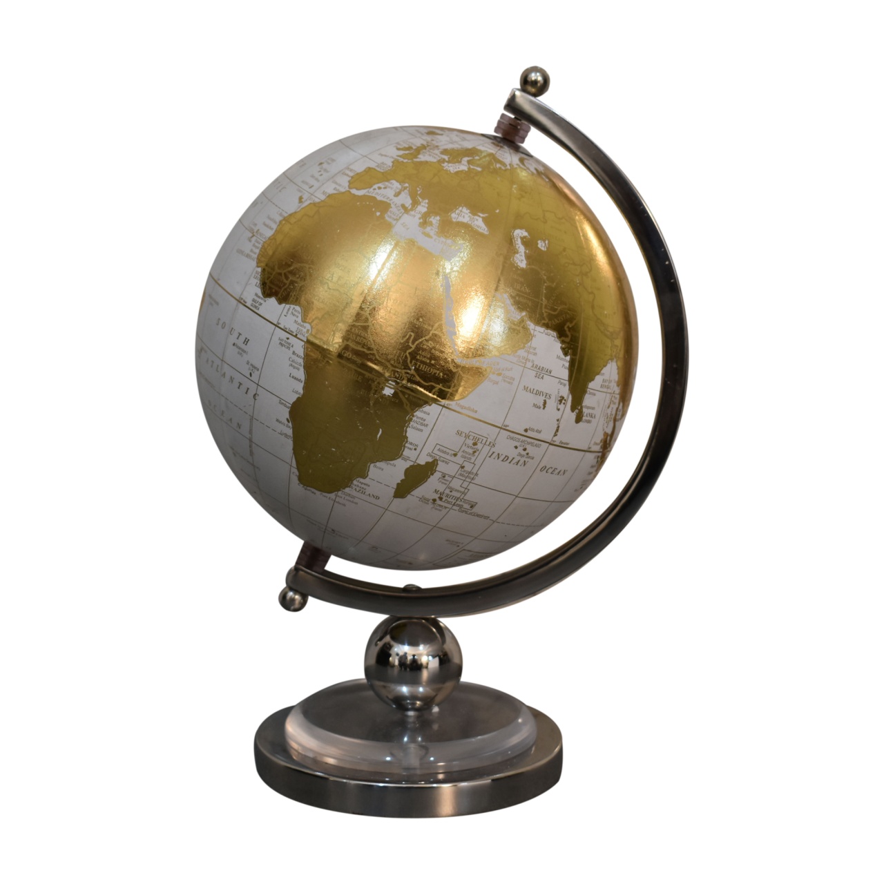 White Globe With Chrome Frame