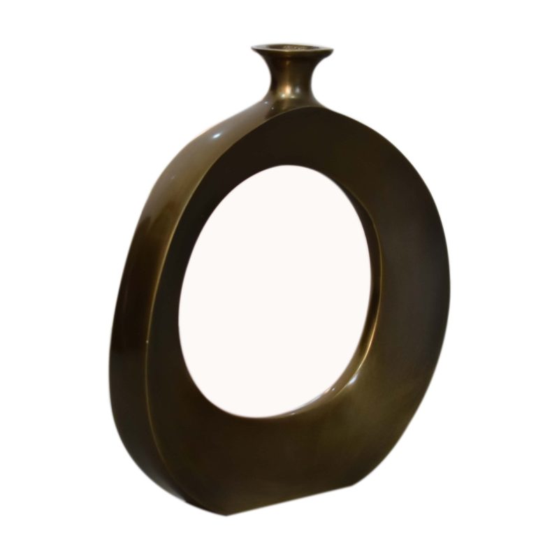 Round Vase In Nickle Antique - Image 3