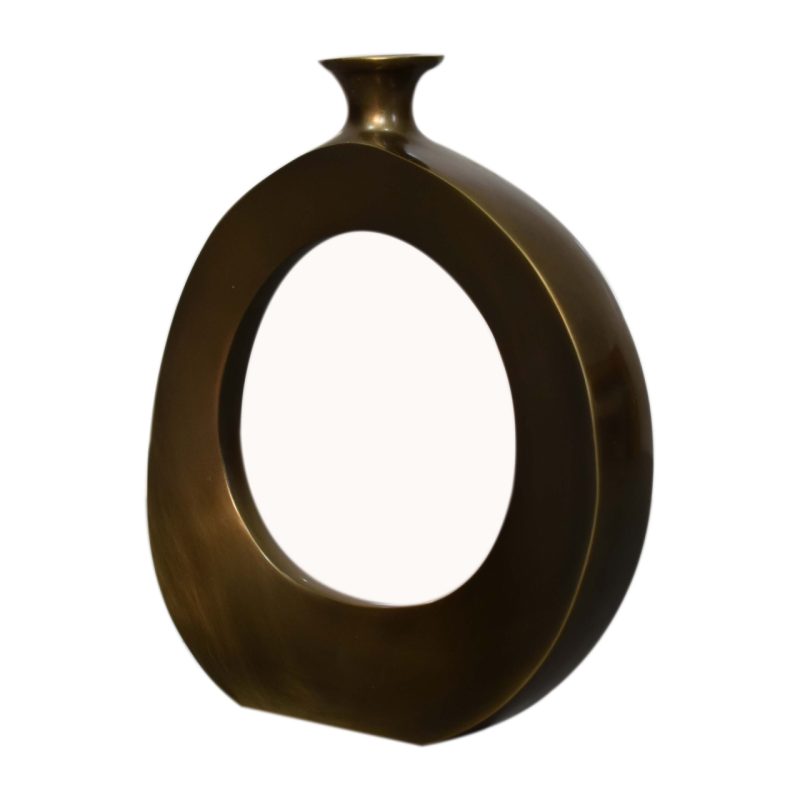 Round Vase In Nickle Antique - Image 4