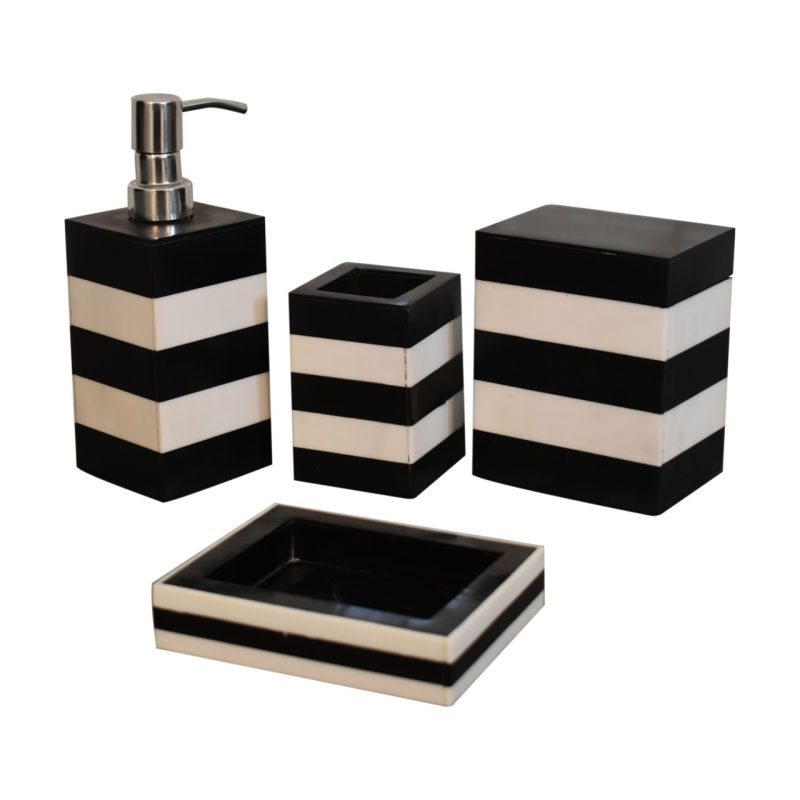 Resin And Mango Wood Bathroom Set Of 4 - Image 3