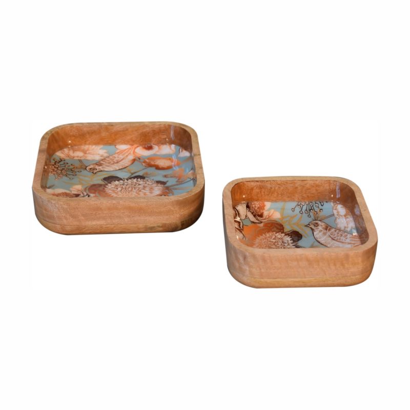 Floral Bird Square Bowl Set Of 2 - Image 3