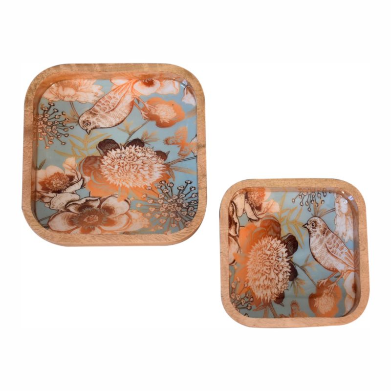 Floral Bird Square Bowl Set Of 2 - Image 4