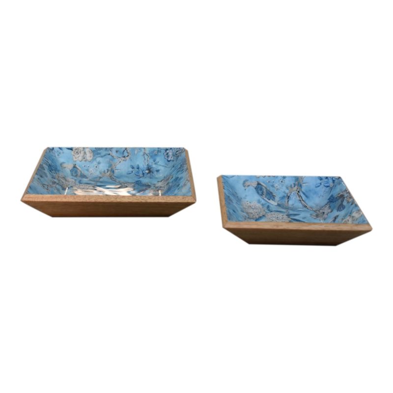 Lacquered Green Bird Square Platter Set Of 2 - Image 6