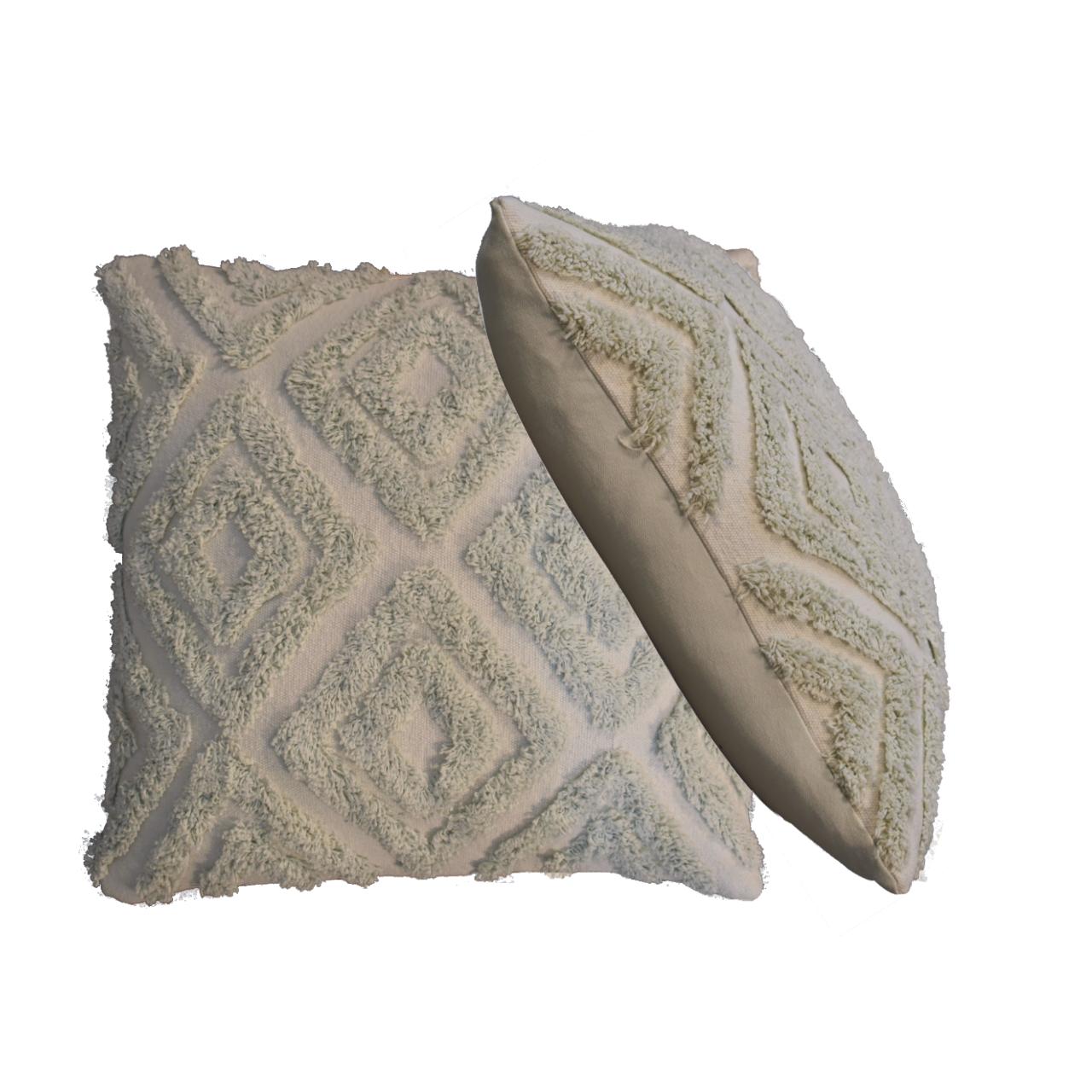 Sea Green Mini Diamond Tassle Cushion Set Of 2