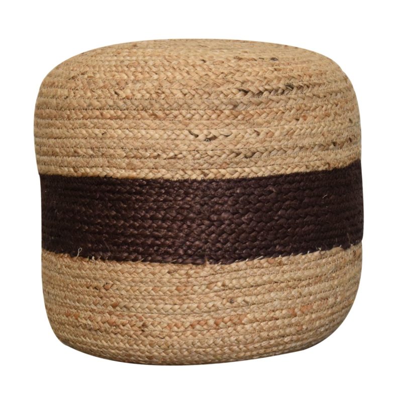 Jute Pouffe With Brown Band - Image 2