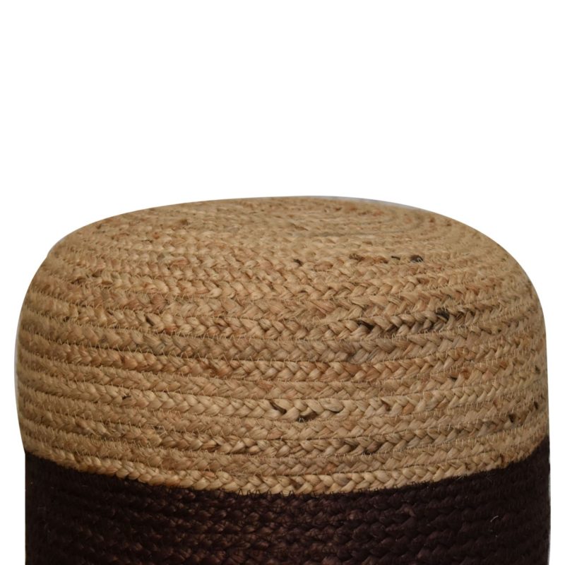 Jute Pouffe With Brown Band - Image 4