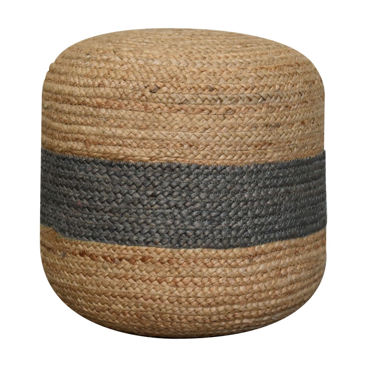Jute Pouffe With Green Band