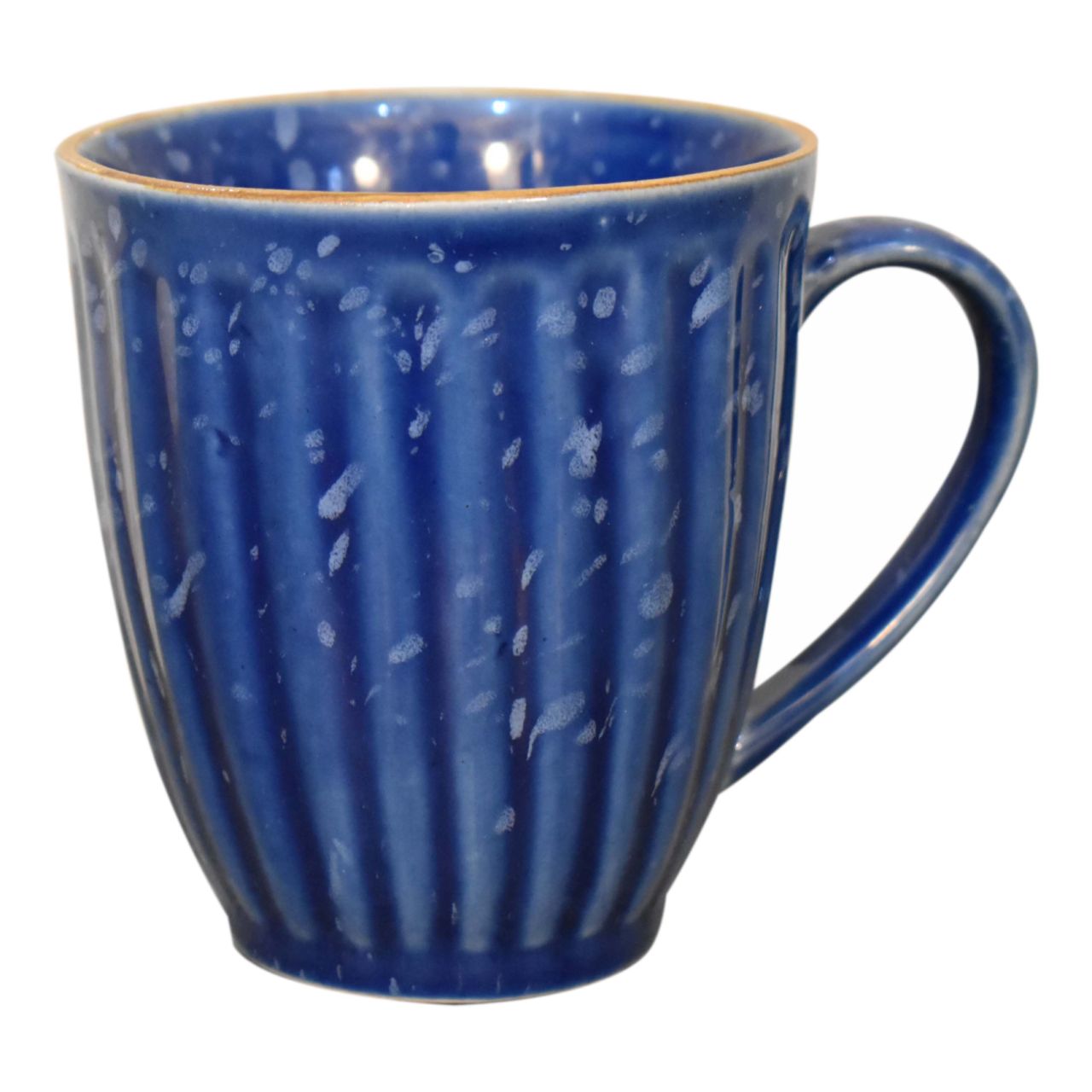 Blue Ribbed Mug - Set Of 4