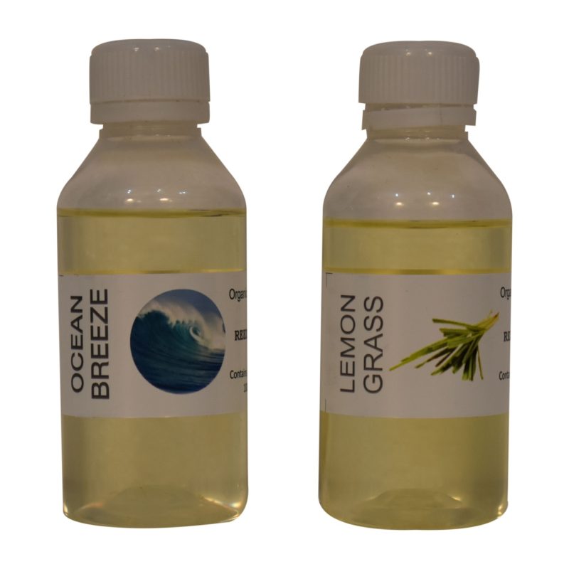Amia Glass Bottle Diffuser Set (Lemon Grass & Ocean Breeze) - Image 4