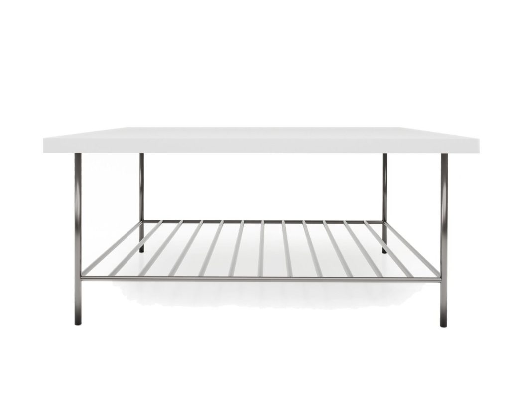 Alberto Square Coffee Table - White With Dark Chrome Accent