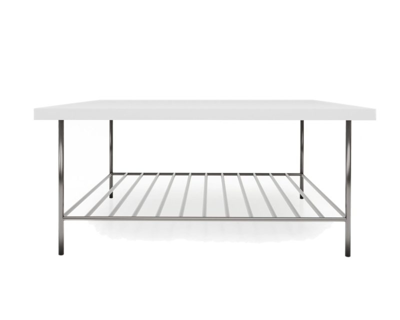 Alberto Square Coffee Table - White With Dark Chrome Accent