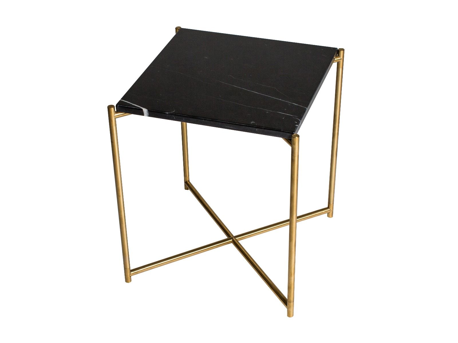 Iris Square Side Table - Black Marble & Brass Frame