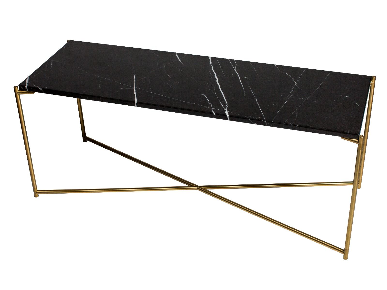 Iris Large TV Stand - Black Marble & Brass Frame
