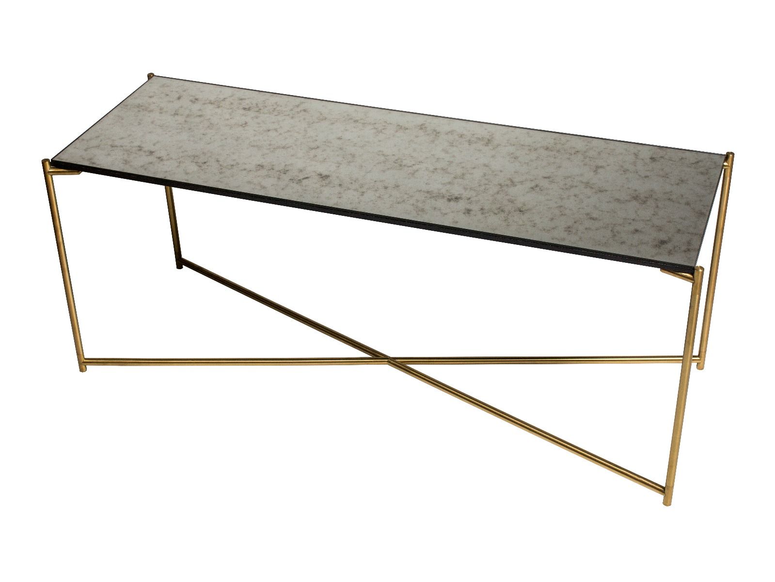 Iris Large TV Stand - Antiqued Glass & Brass Frame