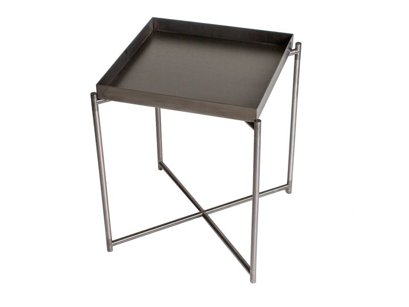 Iris Square Tray Top Side Table - Gun Metal Tray & Gun Metal Frame